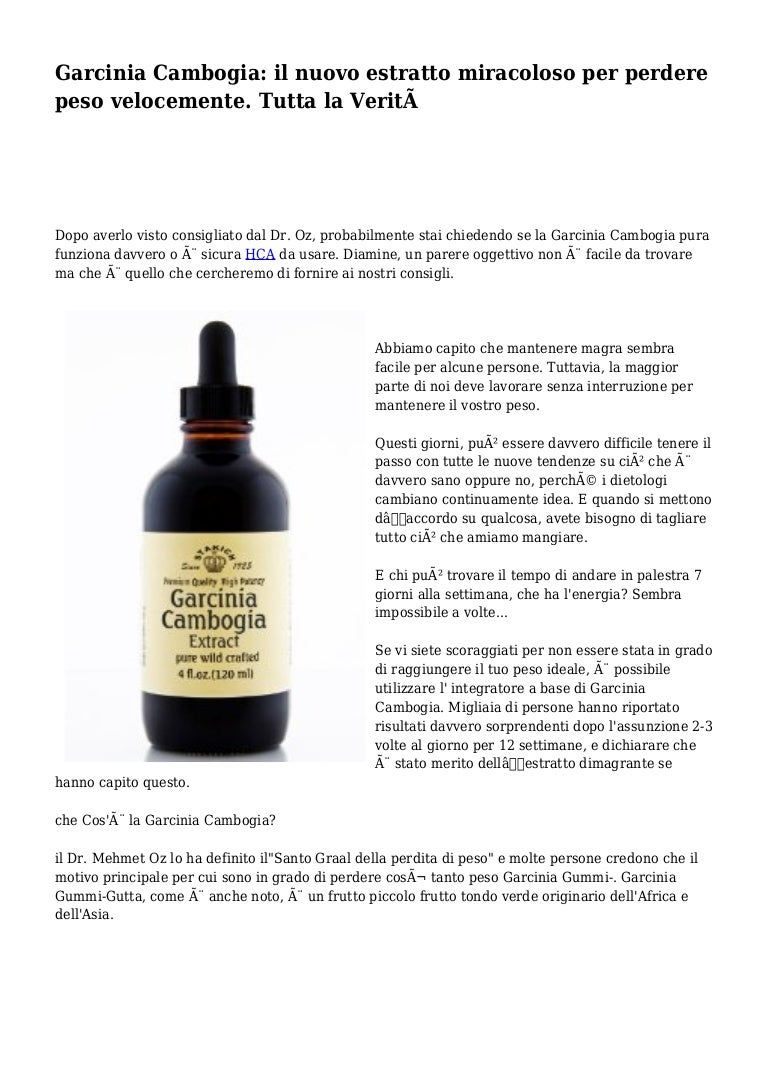 risultati reali di perdita di peso di garcinia cambogia